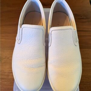 Ecco Cream Leather Slip-On Flats